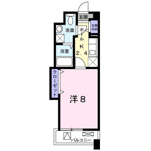 パークテラス(1K/1階)の間取り写真