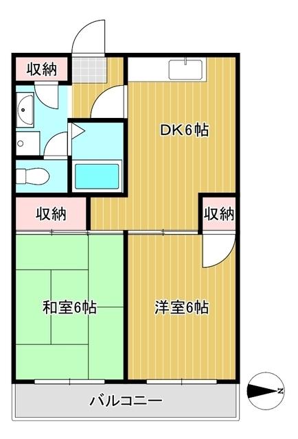 ビューハイム(2DK/3階)の間取り写真