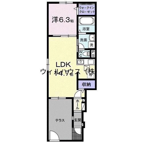 ハイ ランドⅠ(1LDK/1階)の間取り写真