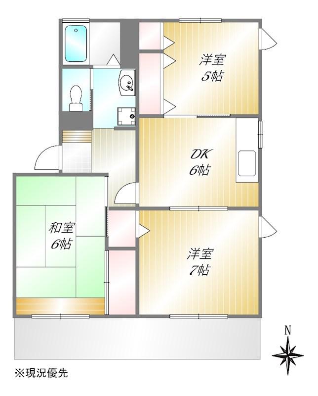 ベルコテーD(3DK/2階)の間取り写真