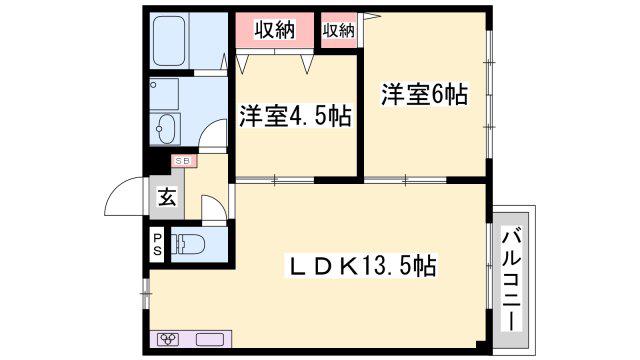 エルディム松本(2LDK/2階)の間取り写真
