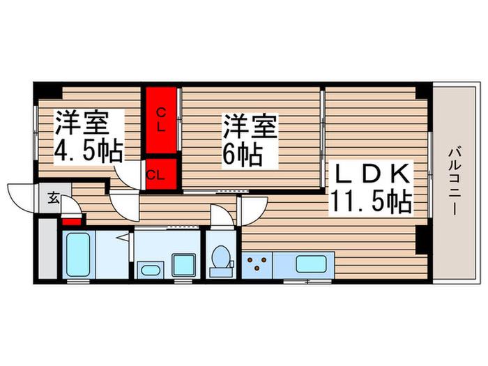 ロワジール北松戸(2LDK/2階)の間取り写真