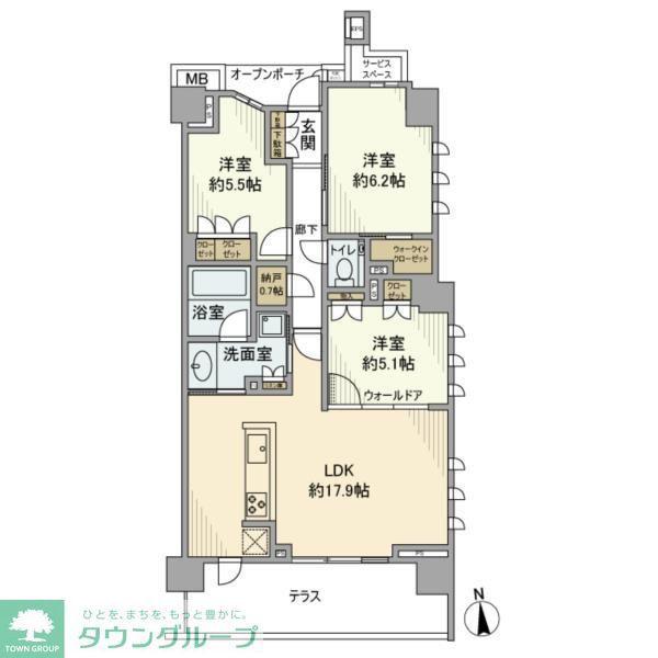 プラウド練馬中村橋マークス(3LDK/1階)の間取り写真