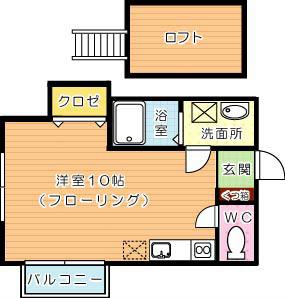 グッドライフ折尾(ワンルーム/2階)の間取り写真