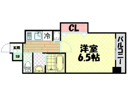 レオンコンフォート難波ミラージュ(1K/9階)の間取り写真