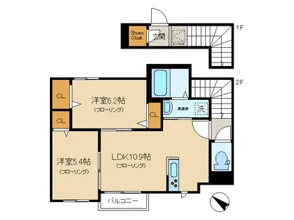 MAISON EVANTAIL(2LDK/2階)の間取り写真