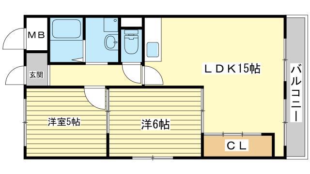 槇得ハイツII(2LDK/1階)の間取り写真