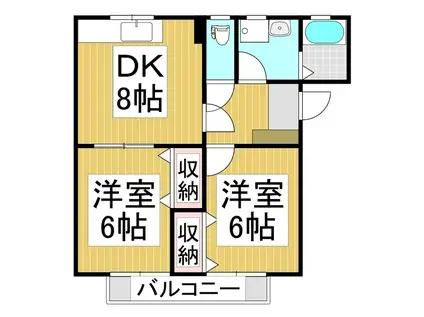 オリンポスA棟(2DK/1階)の間取り写真