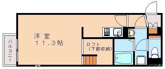 ミランダフロレゾン花見の里(ワンルーム/1階)の間取り写真
