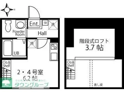 ハーミットクラブハウス日吉K(ワンルーム/2階)の間取り写真