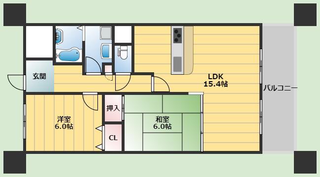 西緑丘プラザビル(2LDK/3階)の間取り写真