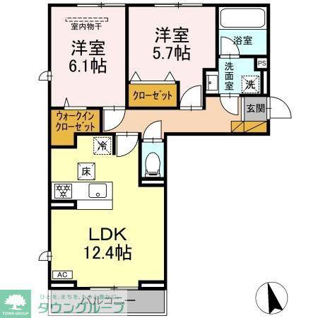 フェリシア(2LDK/3階)の間取り写真