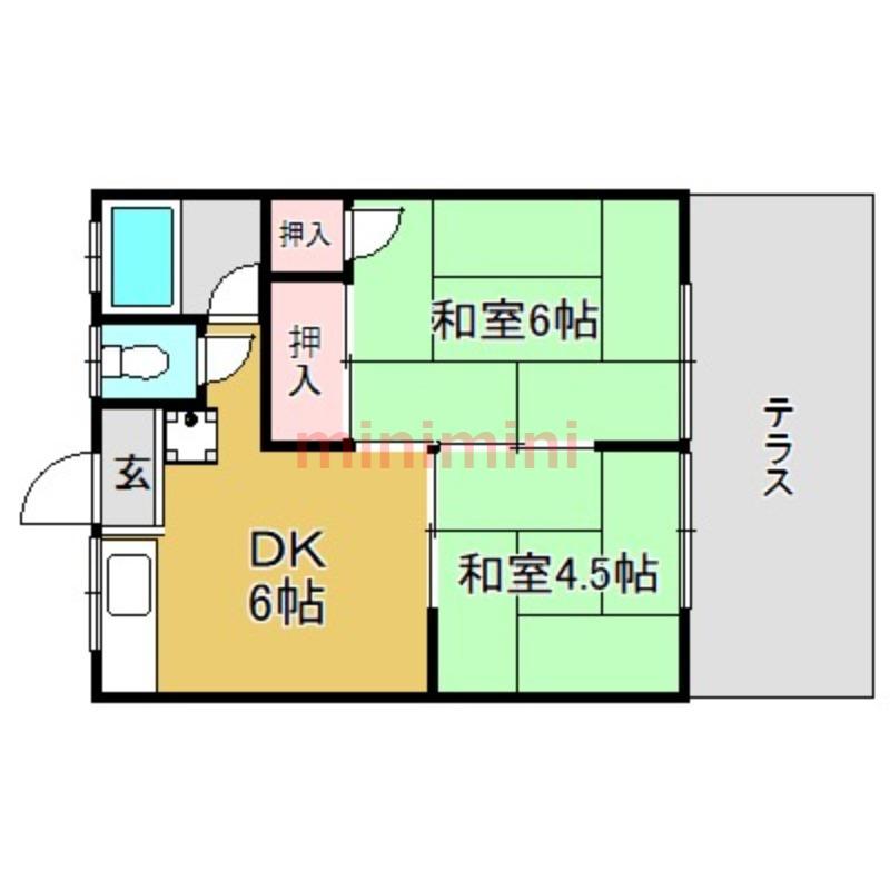 田中ハイツ(2DK/1階)の間取り写真