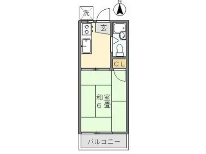 ジュネス藤崎(1K/2階)の間取り写真