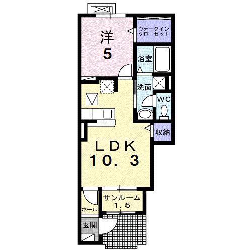 ブリーズ ヒルA(1LDK/1階)の間取り写真
