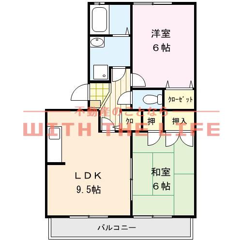 シャンポール(2LDK/3階)の間取り写真