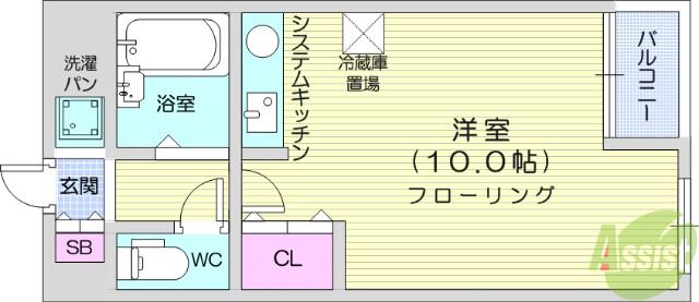 ブランドール河原町プラザ(ワンルーム/3階)の間取り写真