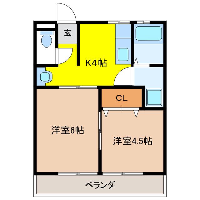 大野ビル(2K/4階)の間取り写真