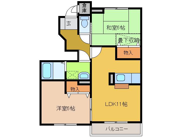 ミレニアムS I(2LDK/1階)の間取り写真