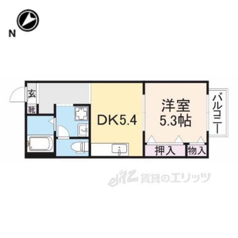 ドミール佐保台(1DK/2階)の間取り写真