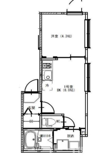 前野町四丁目2(1DK/1階)の間取り写真