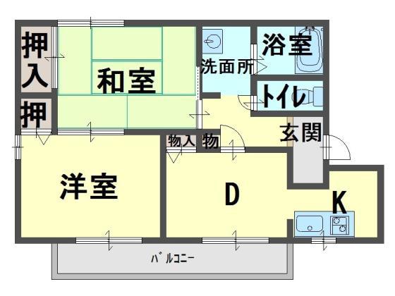 メープルコート(2DK/2階)の間取り写真