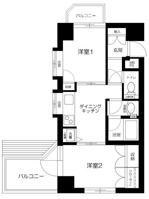 ジェイパーク下丸子壱番館(2DK/4階)の間取り写真