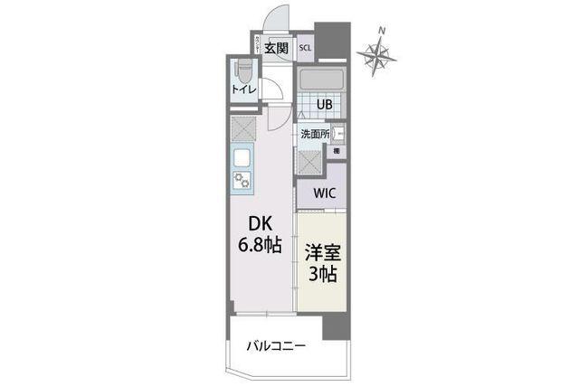 デュオフラッツ六本松(1DK/9階)の間取り写真