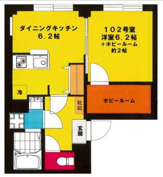 ビーカーサ山下町(1SDK/1階)の間取り写真