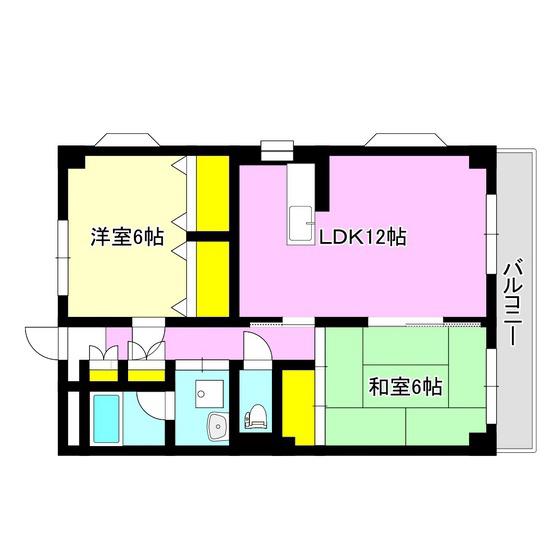 ハツミマンション(2LDK/3階)の間取り写真