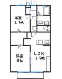 サンガーデン(2LDK/2階)の間取り写真
