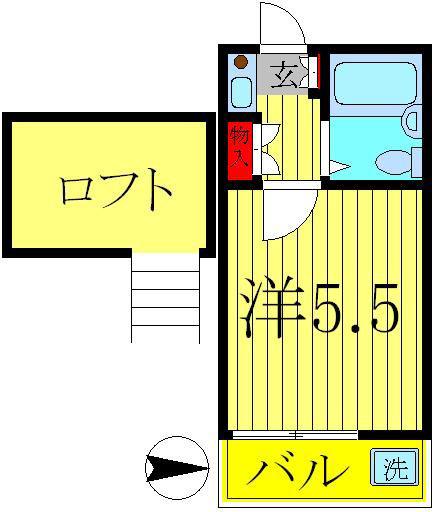 ルミエール柏第1(1K/1階)の間取り写真