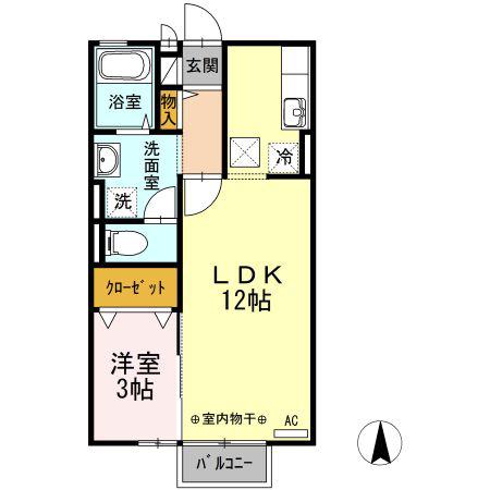 メゾンピアチェーレ(1LDK/1階)の間取り写真