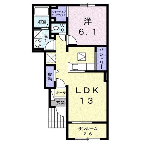 ラパンI(1LDK/1階)の間取り写真