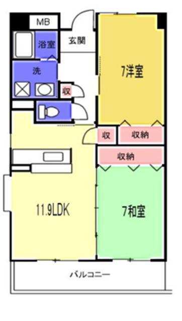 ファミールエポック南館(2LDK/5階)の間取り写真