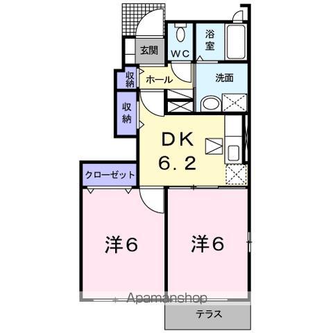 メゾン・ド・ブリュンヌII(2DK/1階)の間取り写真