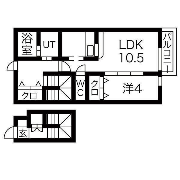 アンフルール(1LDK/2階)の間取り写真