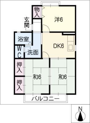 セジュールMIZUNOII(3DK/2階)の間取り写真