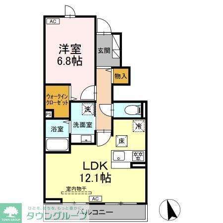 レジデンスK(1LDK/1階)の間取り写真