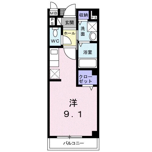アムールM・K II(ワンルーム/2階)の間取り写真