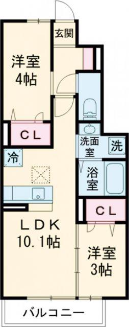 トレス古前(2LDK/1階)の間取り写真
