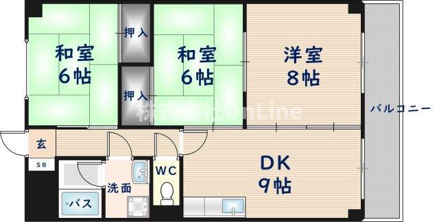 グリーンパーク加美(3DK/1階)の間取り写真