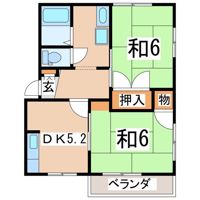 フレグランスあたみA棟(2K/2階)の間取り写真