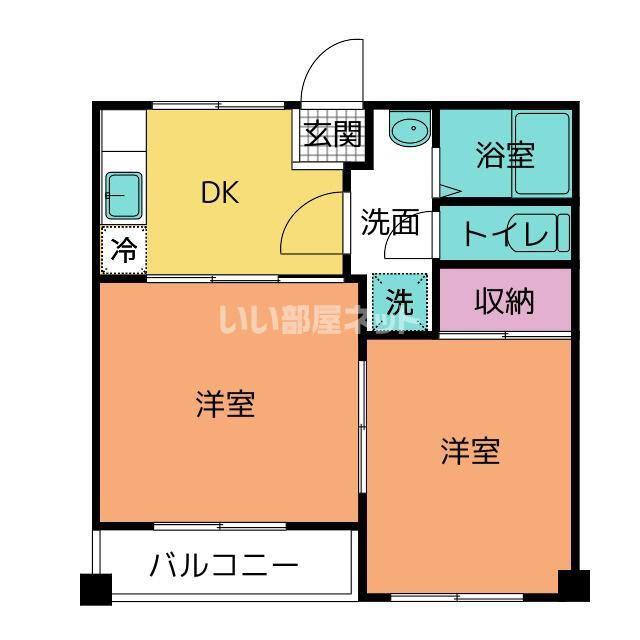 シャモニー(2DK/3階)の間取り写真