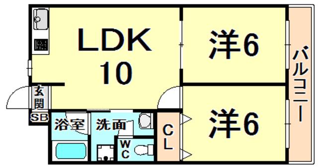 ロイヤルガーデン(2LDK/1階)の間取り写真