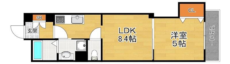 ラモーナ出口(1LDK/2階)の間取り写真