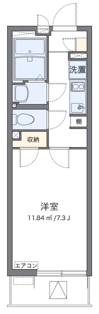 クレイノ城山III(1K/2階)の間取り写真
