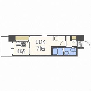 LA CASA 玉造(1LDK/3階)の間取り写真