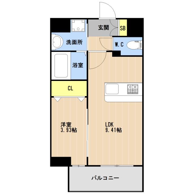 博多駅南3丁目214(1LDK/4階)の間取り写真
