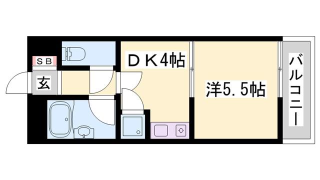 グランハイム清水(1DK/3階)の間取り写真